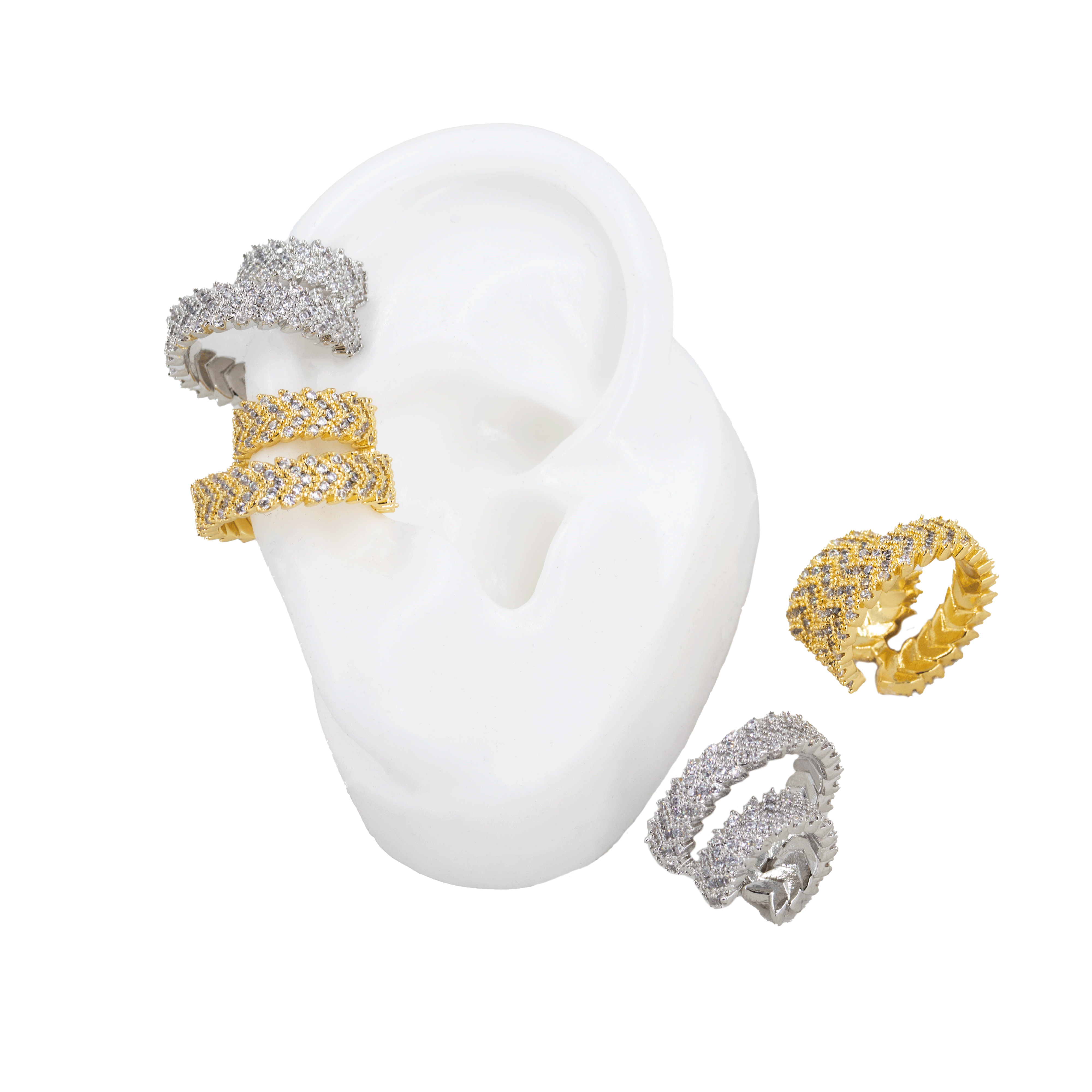 EARCUFF FLECHA DOBLE BAÑO EN RODIO