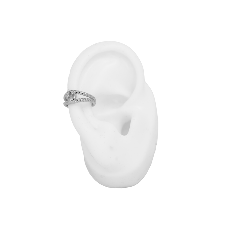 EARCUFF ENLAZADOS BAÑO EN RODIO