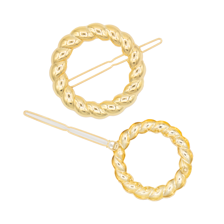 HAIR CLIPS CIRCULO ESPIRAL DORADO BAÑO EN RODIO