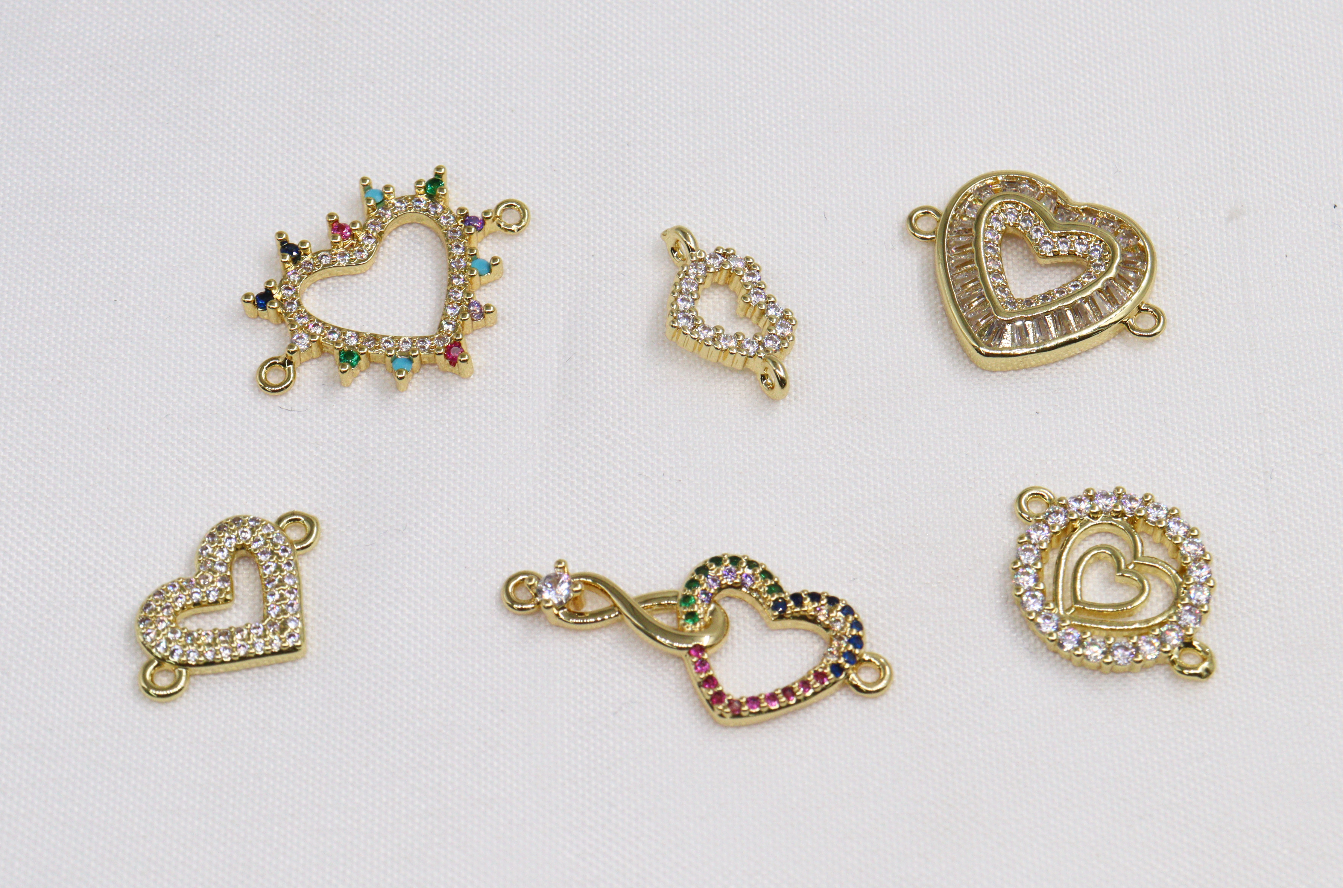 DIJES PARA PULSERAS CORAZONES BAÑO EN RODIO