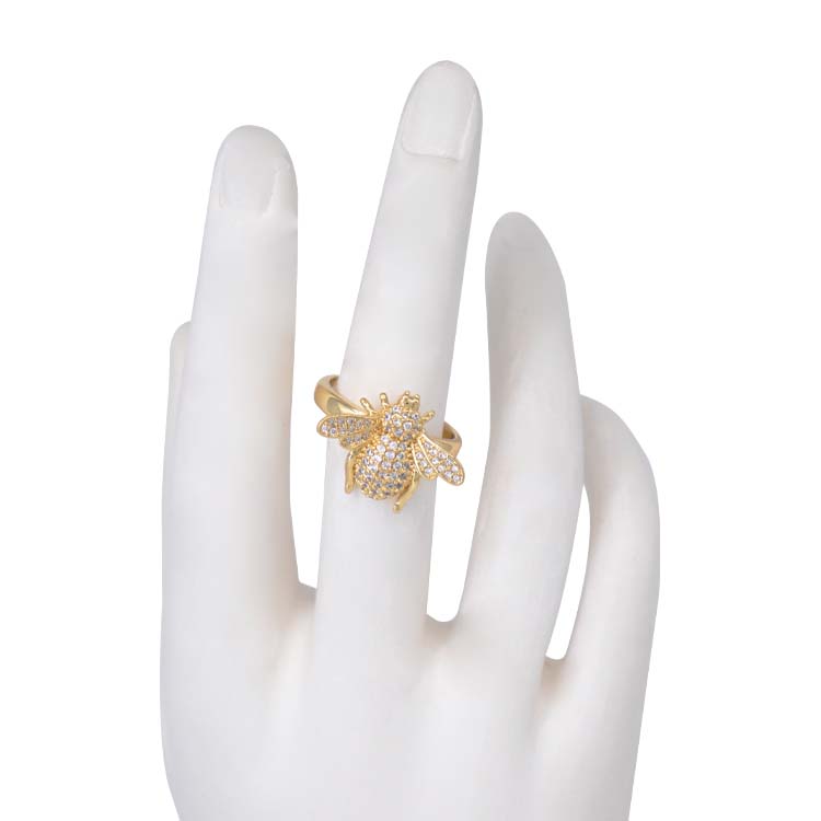 ANILLO ABEJA STAR BAÑO EN RODIO