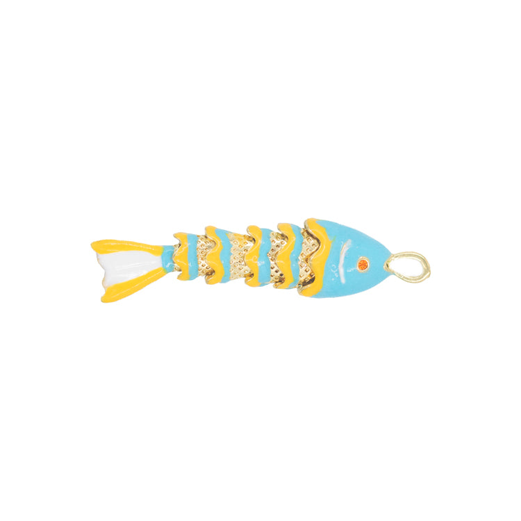 DIJE PESCADO GRANDE AZUL BAÑO EN RODIO