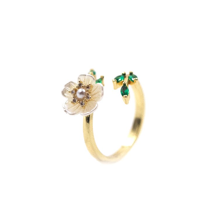 ANILLO FLOR FORTUNA BAÑO EN RODIO