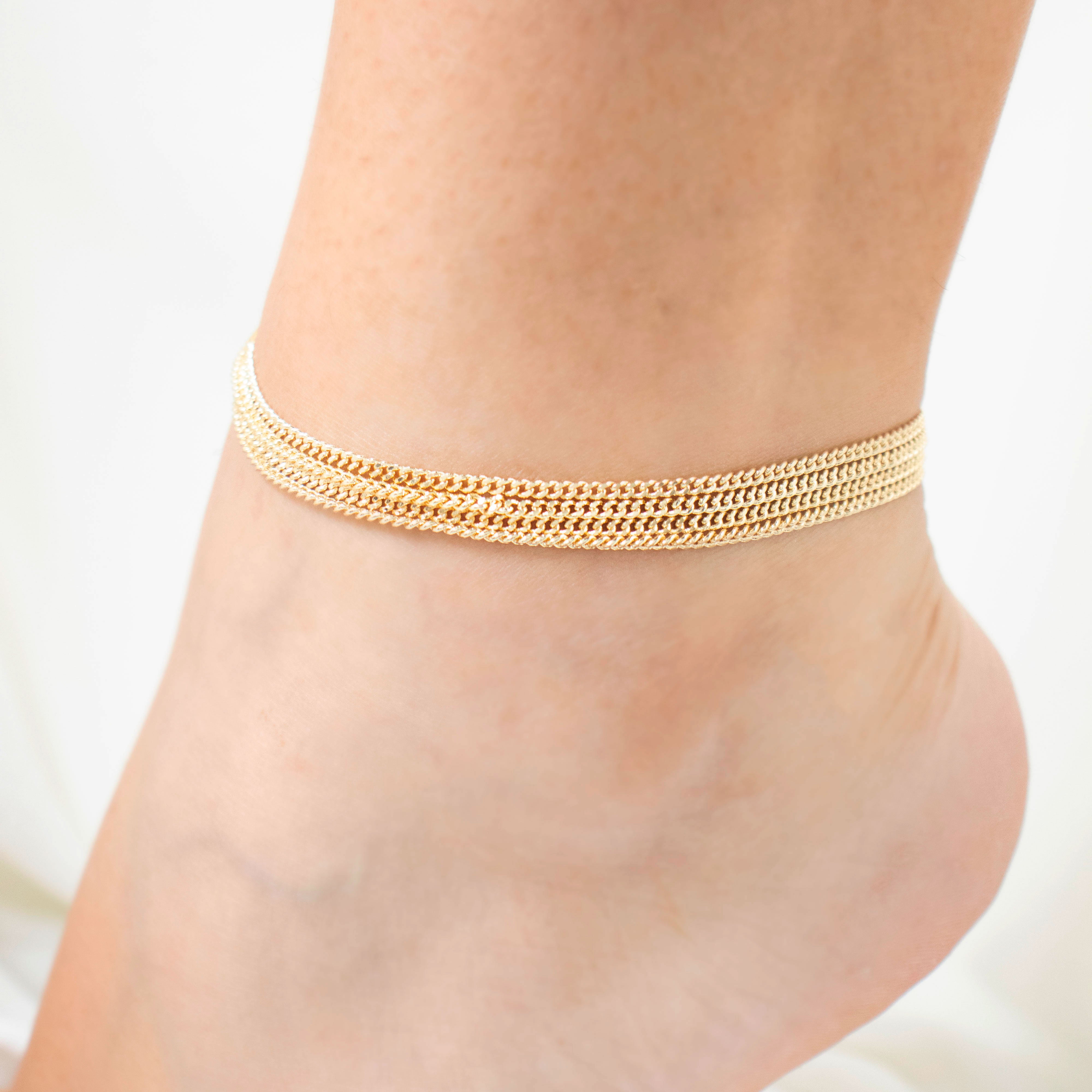 TOBILLERA TRIPLE CM BAÑO EN RODIO