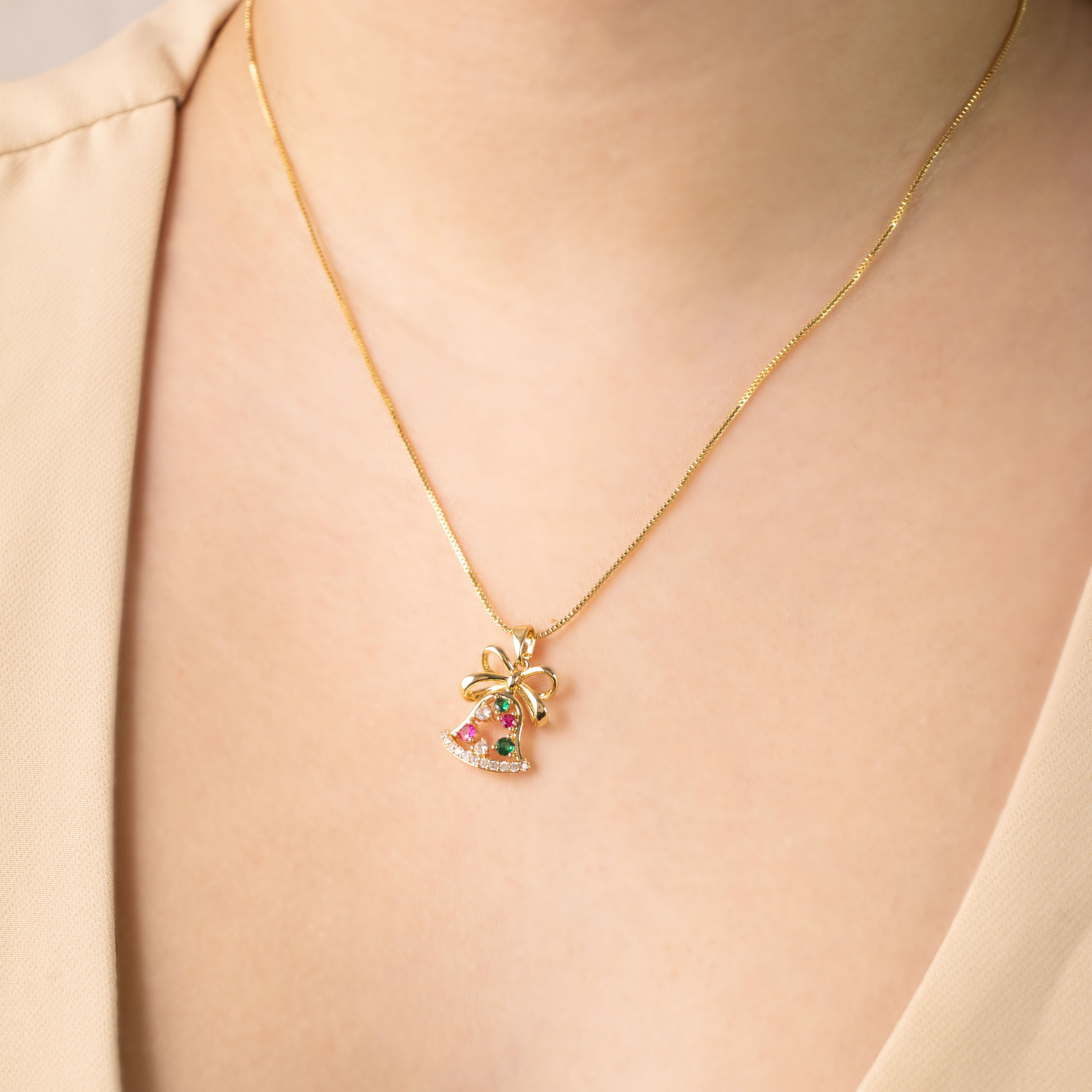 DIJE CAMPANA BRILLANTE NAVIDEÑA BAÑO EN RODIO