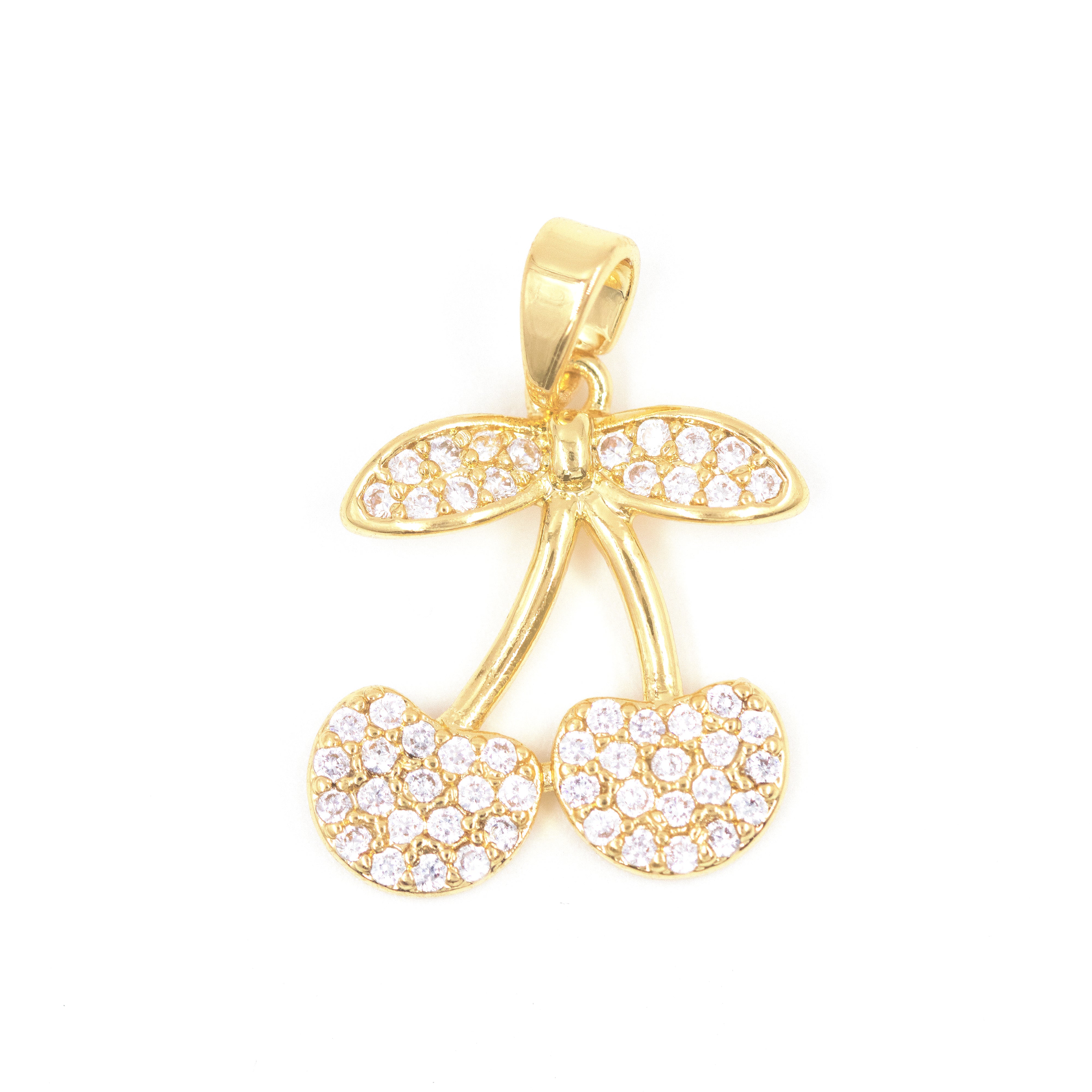 DIJE CEREZA DIAMANTADA BAÑO EN RODIO