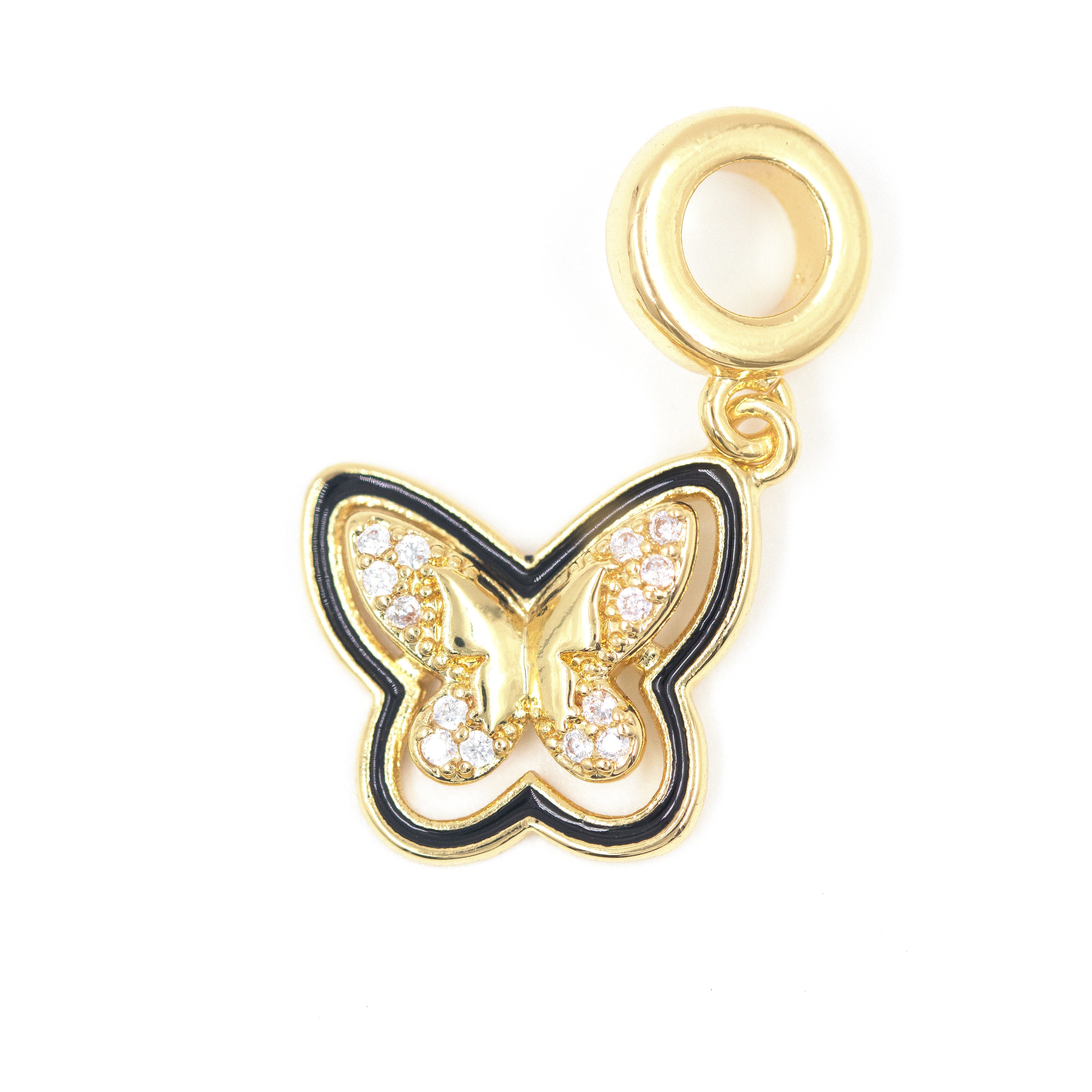DIJE CHARM MARIPOSA CIRCONADA BAÑO EN RODIO