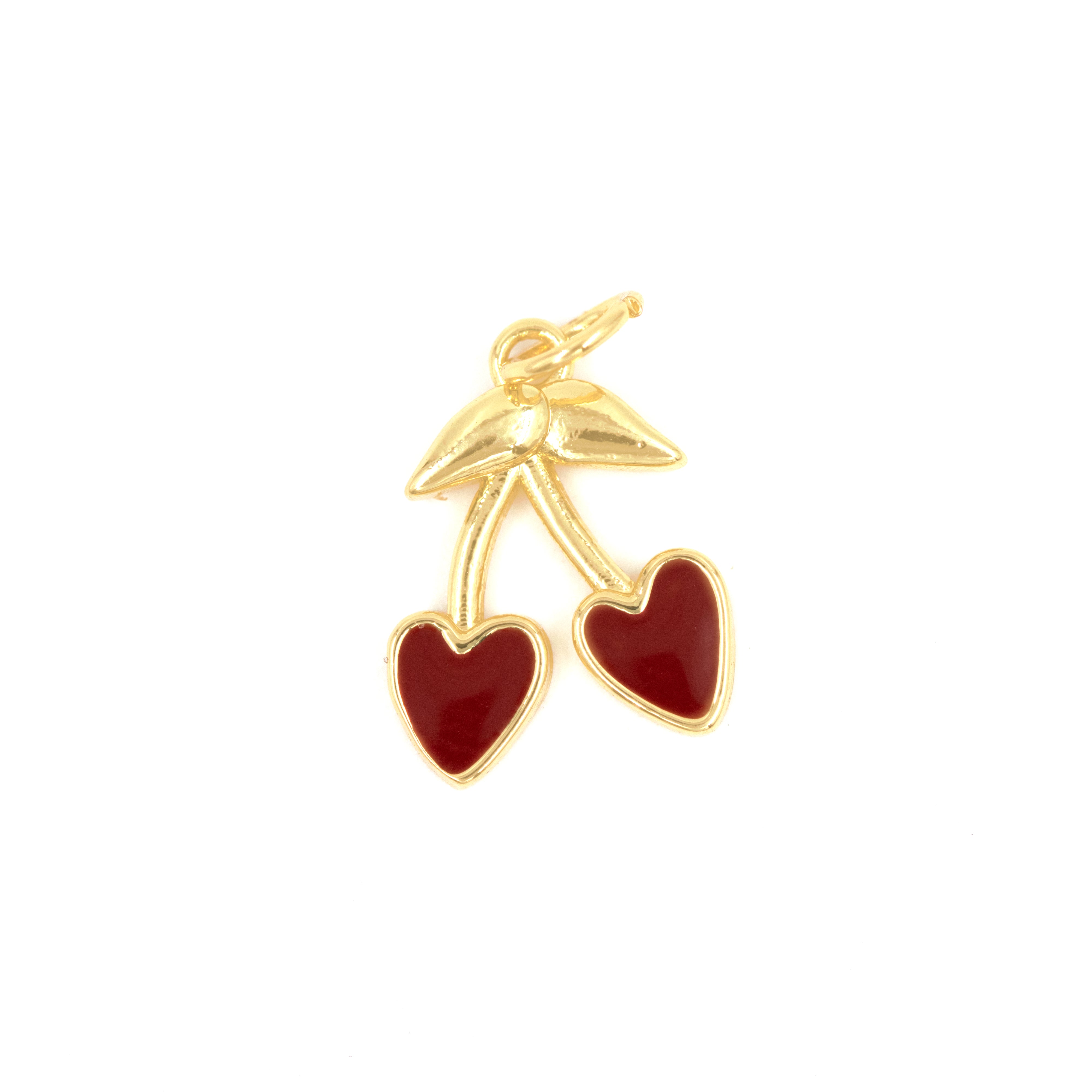 DIJE CORAZON CEREZADO BAÑO EN RODIO