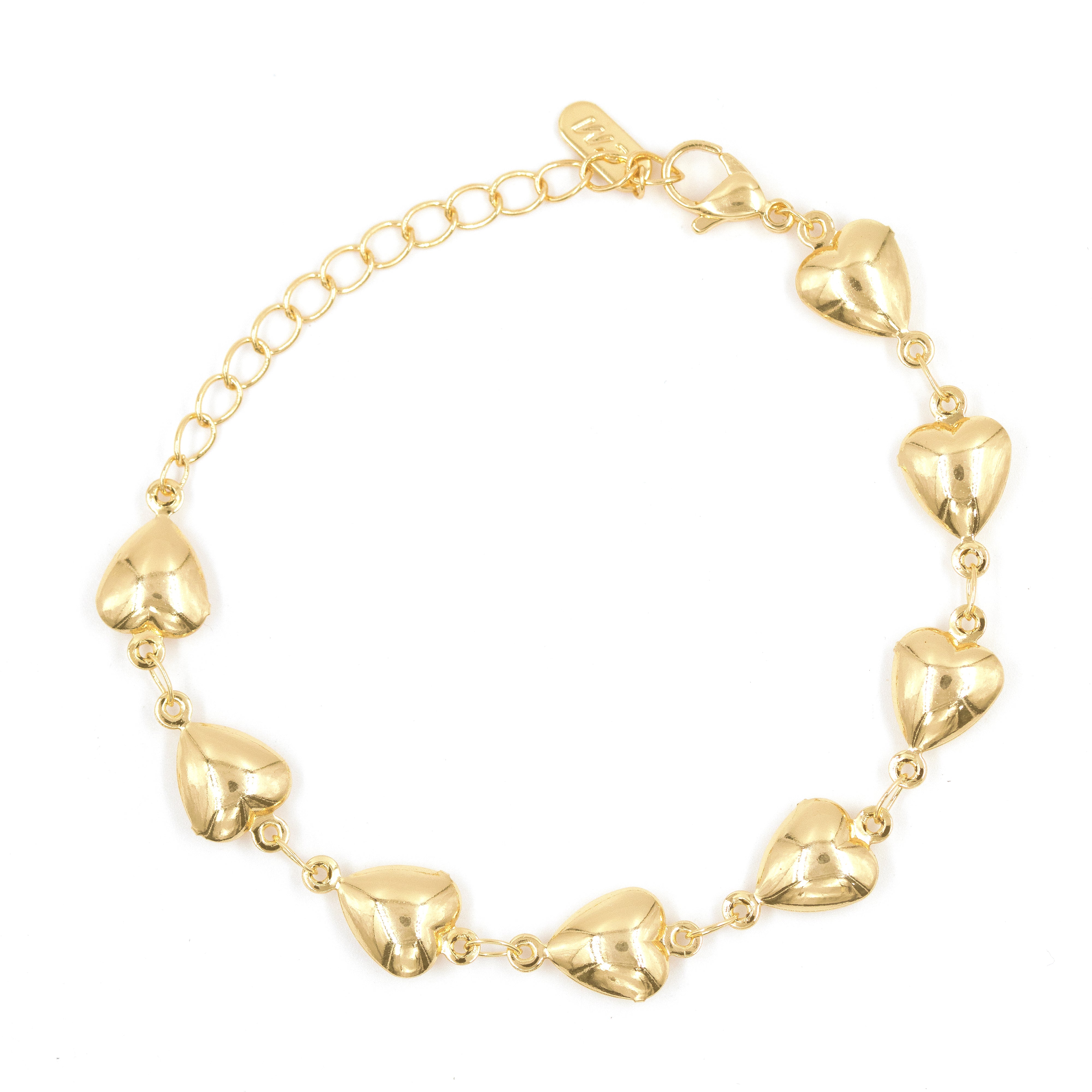 PULSERA CORAZON LISO BAÑO EN RODIO