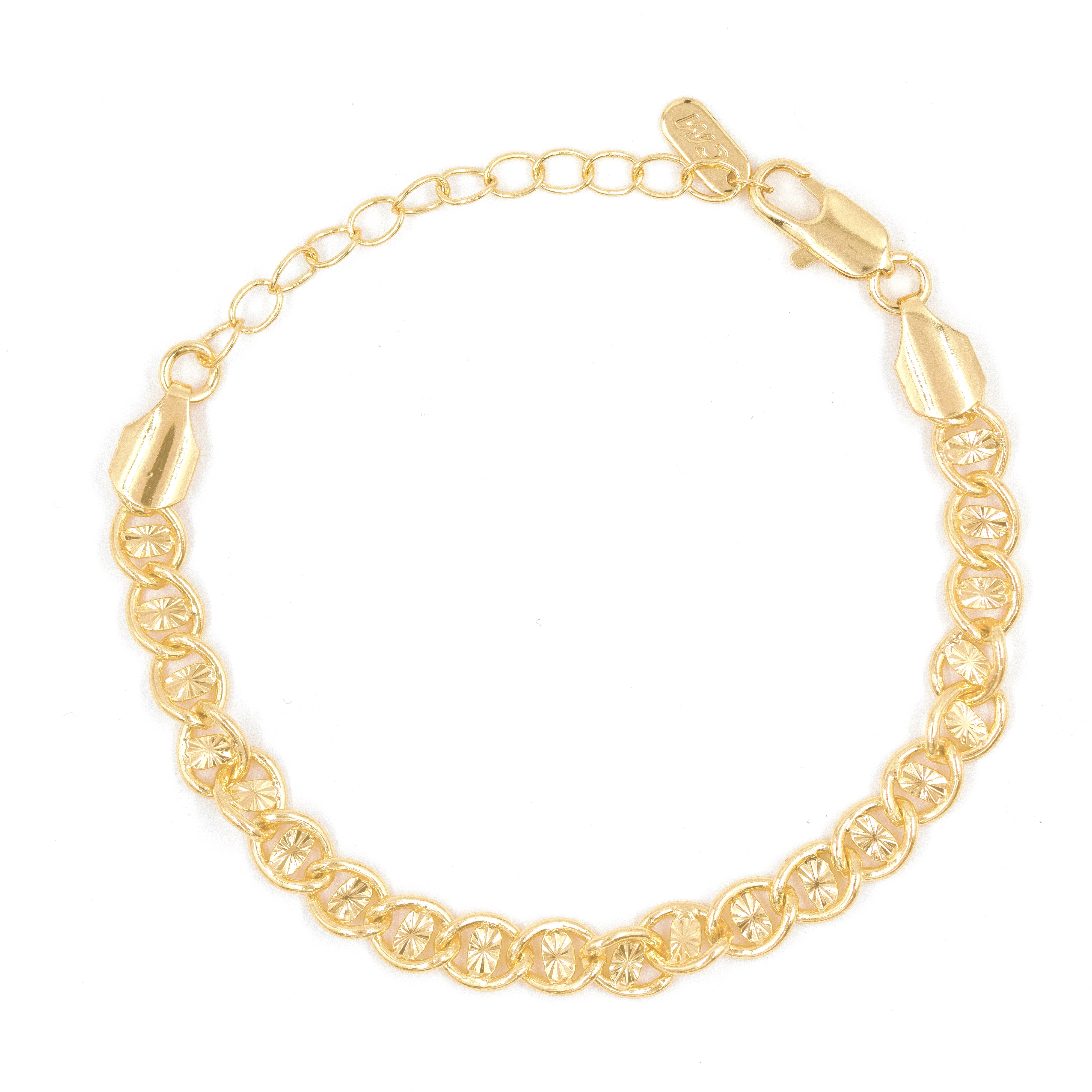 PULSERA AROS CON DESTELLO BAÑO EN RODIO