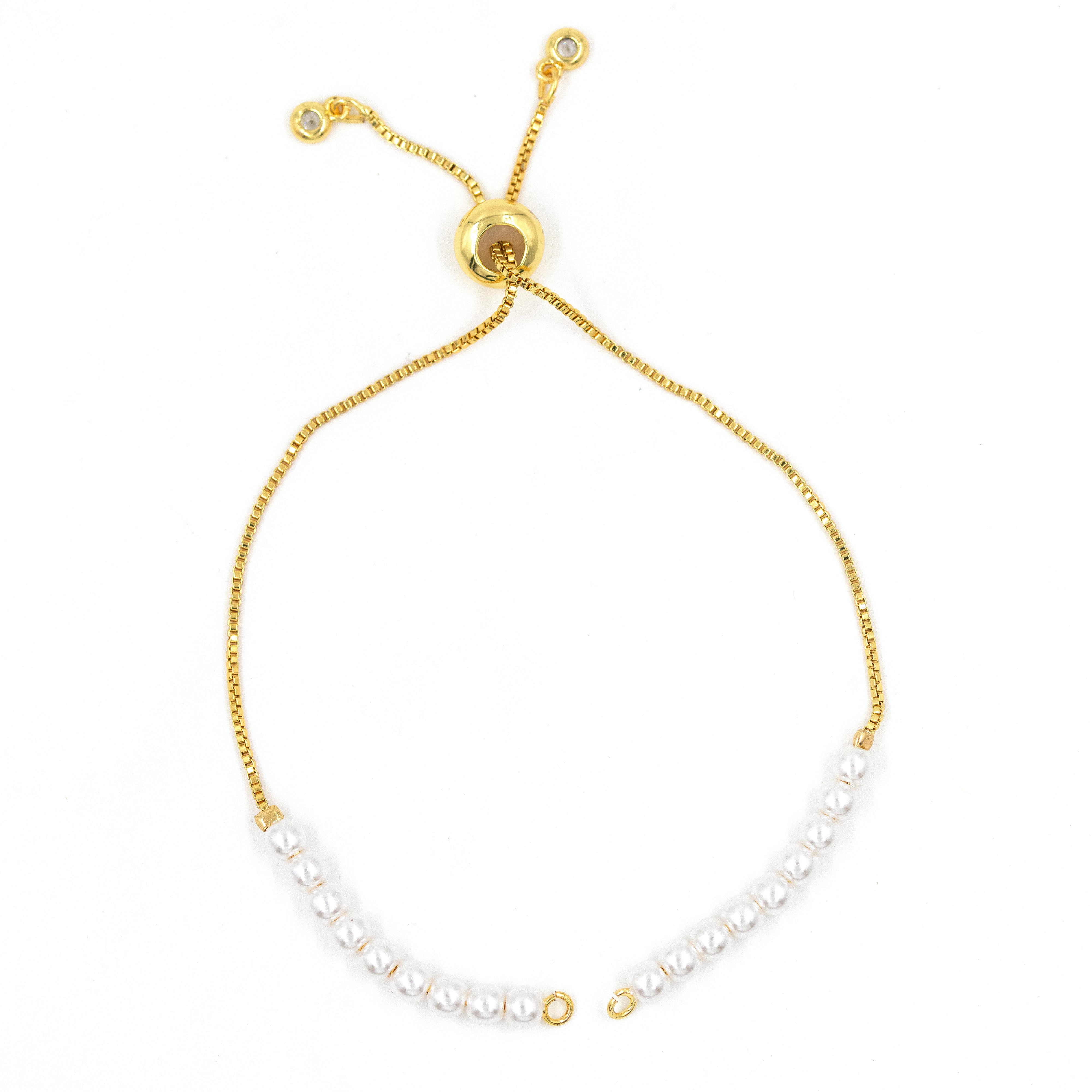 PULSERA DE ENSAMBLE PERLA BAÑO EN RODIO