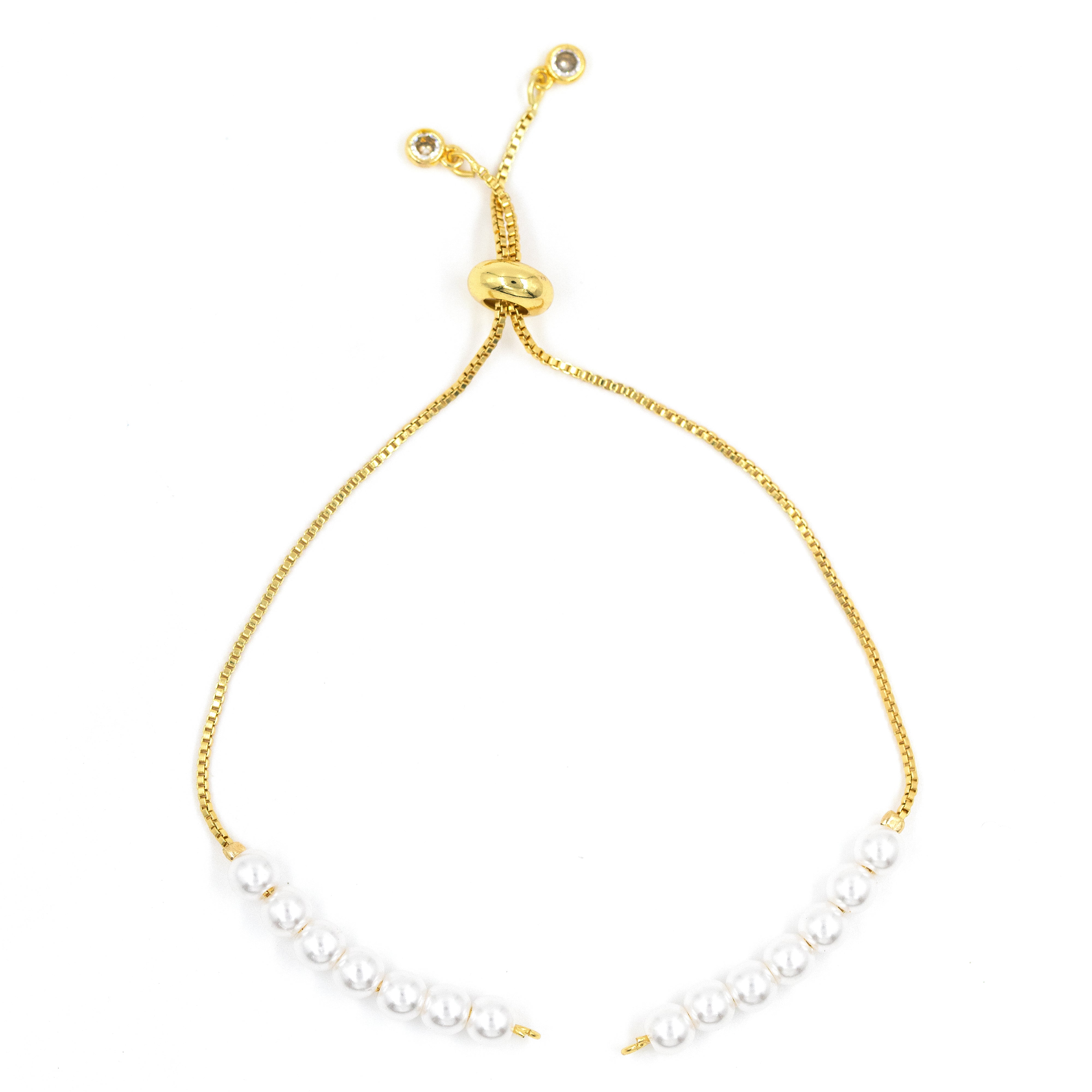 PULSERA DE ENSAMBLE PERLA BAÑO EN RODIO