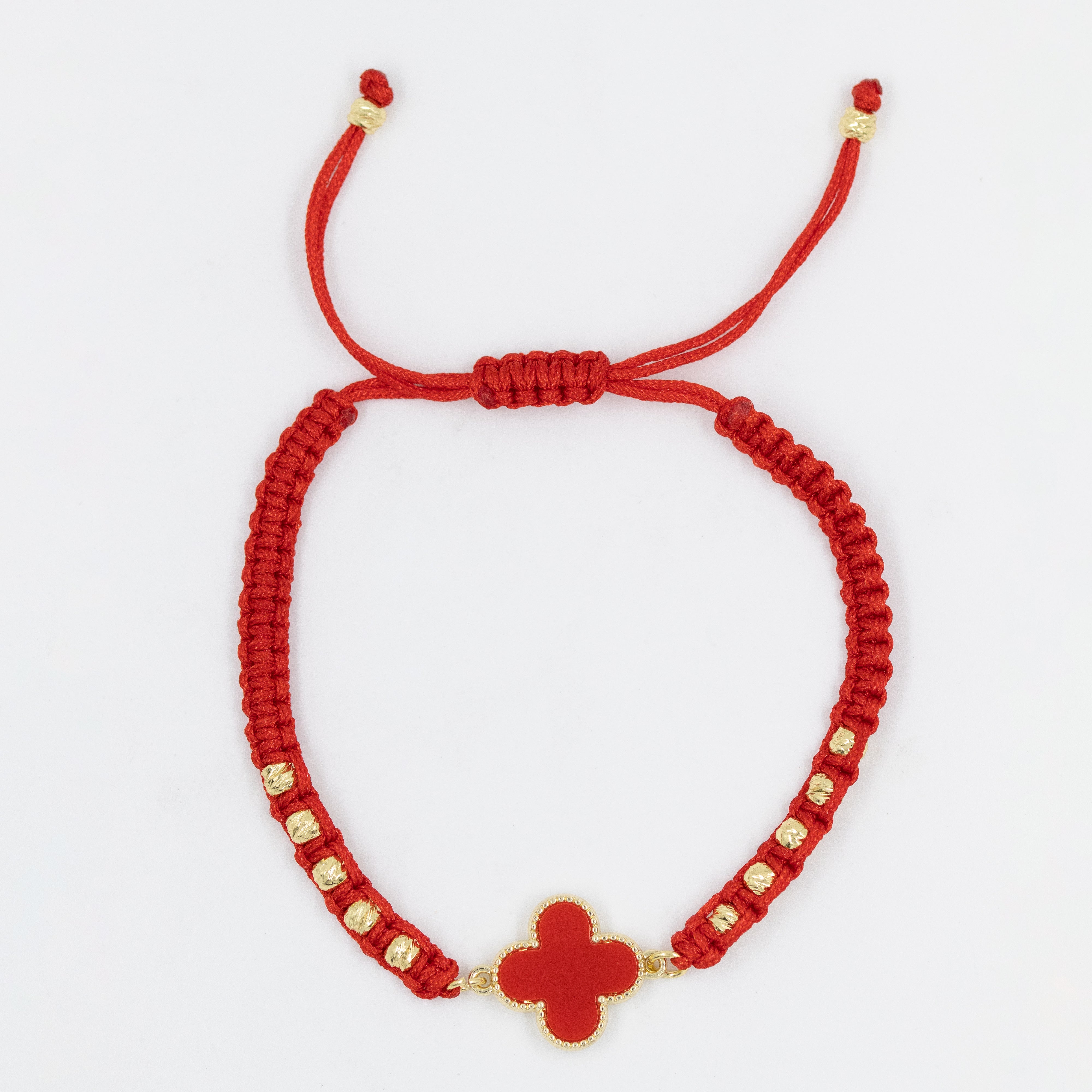 PULSERA HILO TREBOL BAÑO EN RODIO