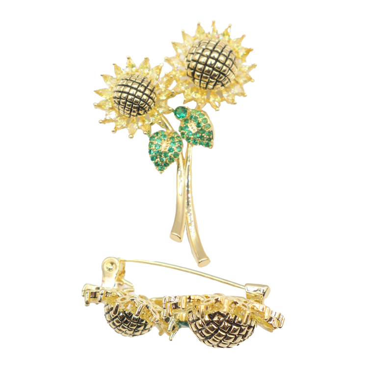 PIN DUO GIRASOL PREMIUM BAÑO EN RODIO