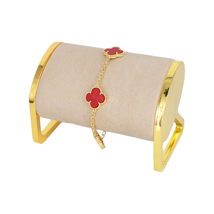 PULSERA TREBOL MARMOL BAÑO EN RODIO