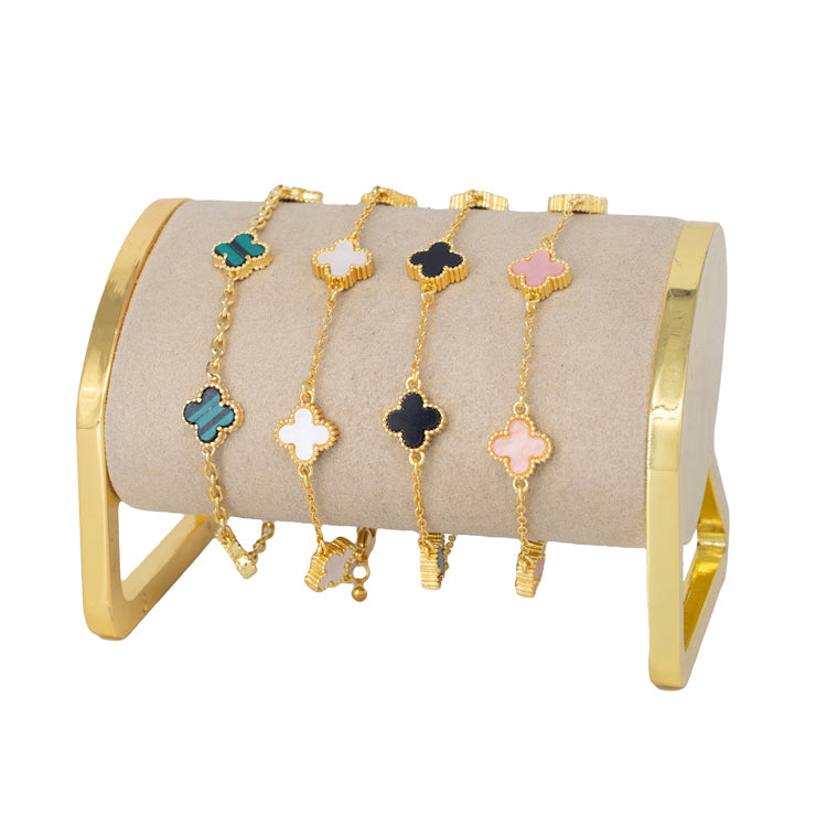 PULSERA TREBOL MINI BAÑO EN RODIO