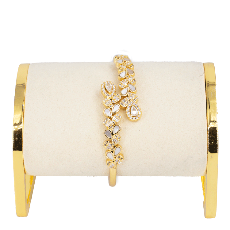 BRAZALETE HOJA CIRCON Y OPALO BAÑO EN RODIO