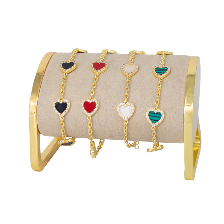 PULSERA CONEXIÓN CORAZON BAÑO EN RODIO