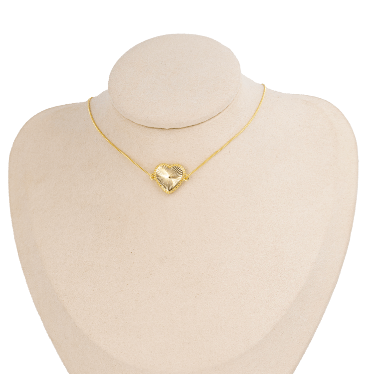 DIJE CORAZÓN DIAMANTADO DORADO BAÑO EN RODIO