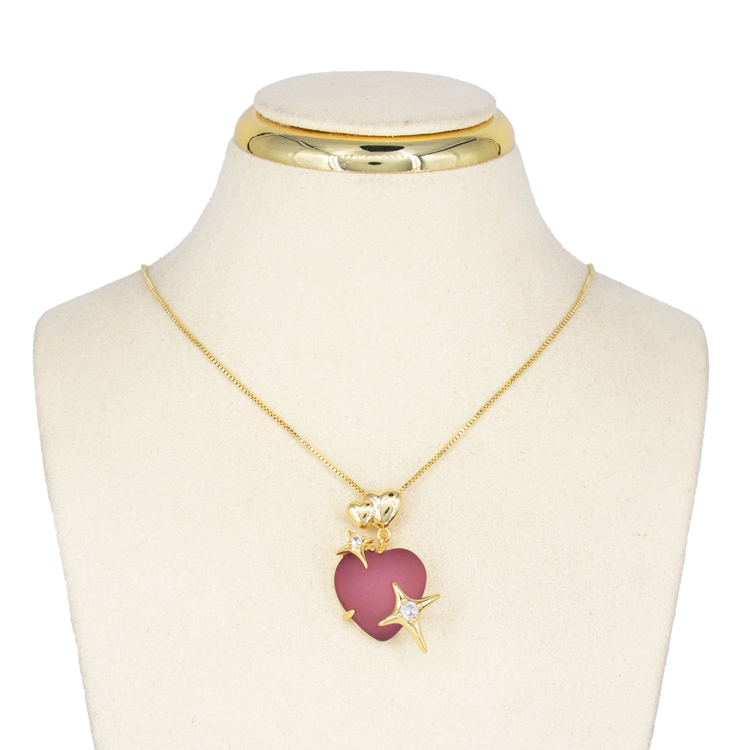 DIJE CORAZÓN ACRILICO EN RODIO