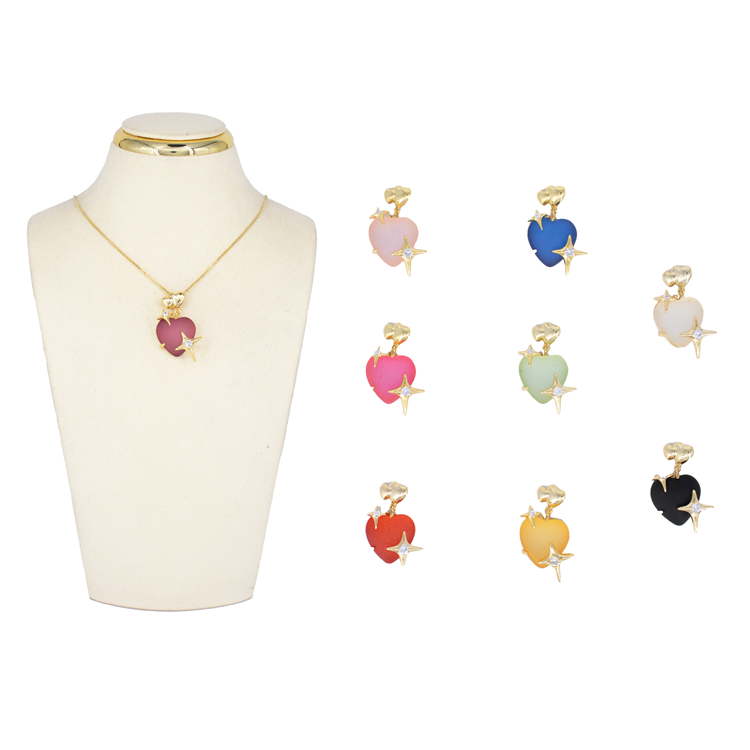 DIJE CORAZÓN  ACRILICO EN RODIO