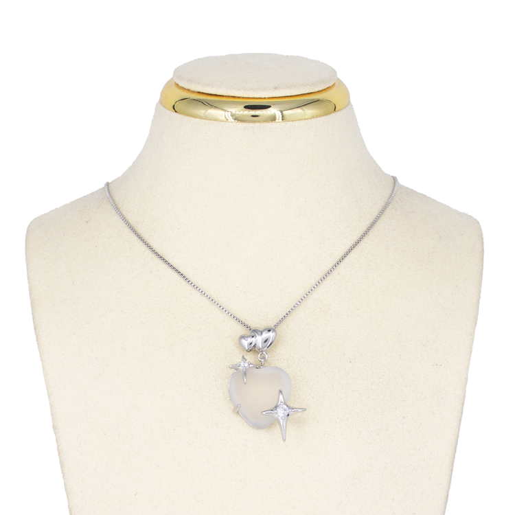 DIJE CORAZÓN ACRILICO baño EN RODIO