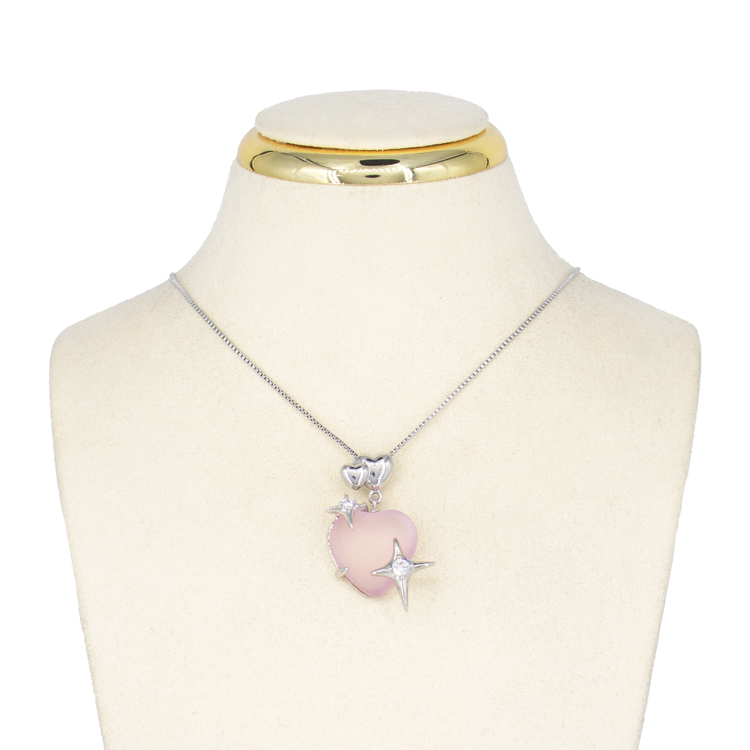 DIJE CORAZÓN ACRILICO baño EN RODIO