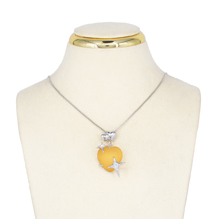 DIJE CORAZÓN ACRILICO baño EN RODIO