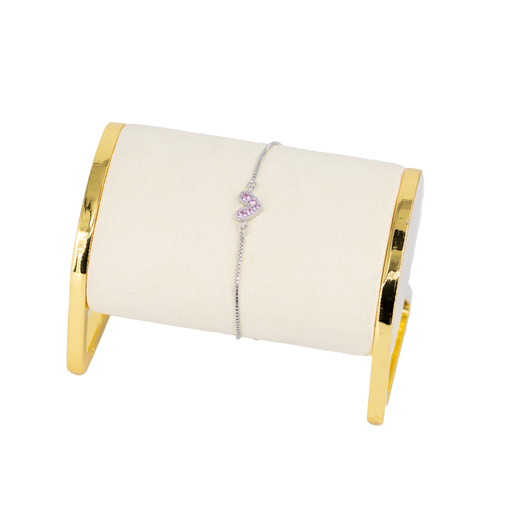 DIJE PULSERA CORAZÓN PLATEADO BAÑO EN RODIO