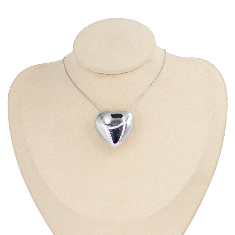 DIJE PASADOR CORAZÓN PLANO PLATEADO BAÑO EN RODIO