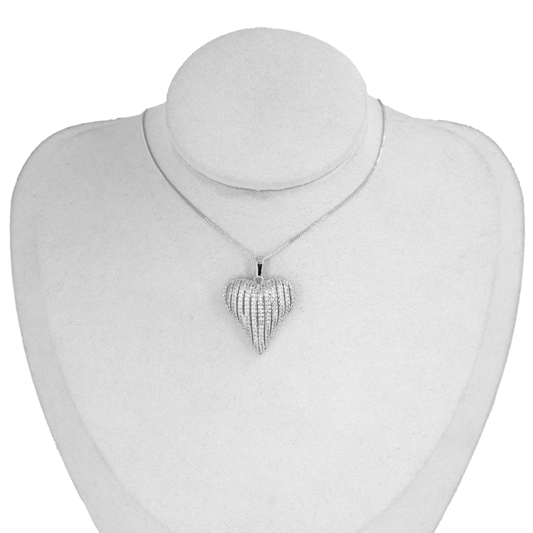 DIJE CORAZÓN LINEAS CIRCONADO MEDIANO BAÑO EN RODIO