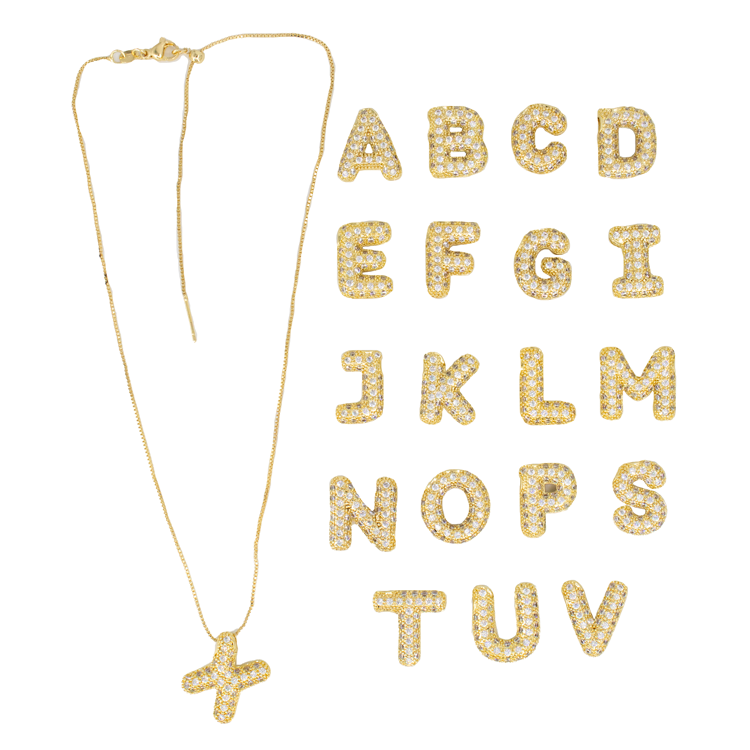 Letra circonada grande baño en rodio