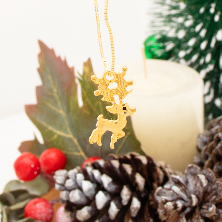 DIJE NAVIDEÑO RENO DORADO BAÑO DE ORO