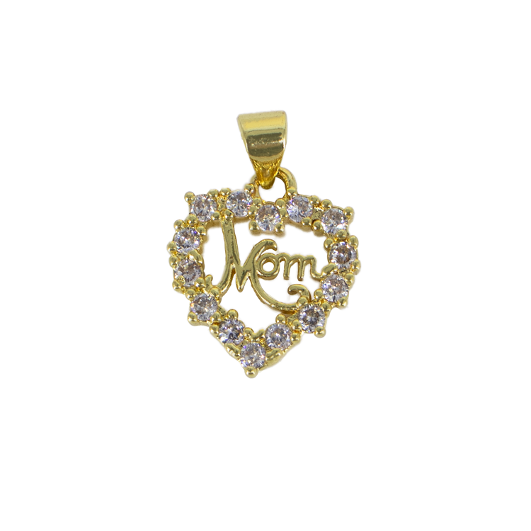 DIJE CORAZÓN CIRCONADO MOM PARA MAMÁ BAÑO EN RODIO