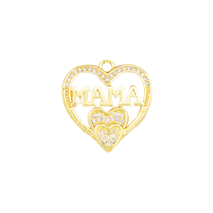 DIJE MADRE DOBLE CORAZÓN BAÑO EN RODIO