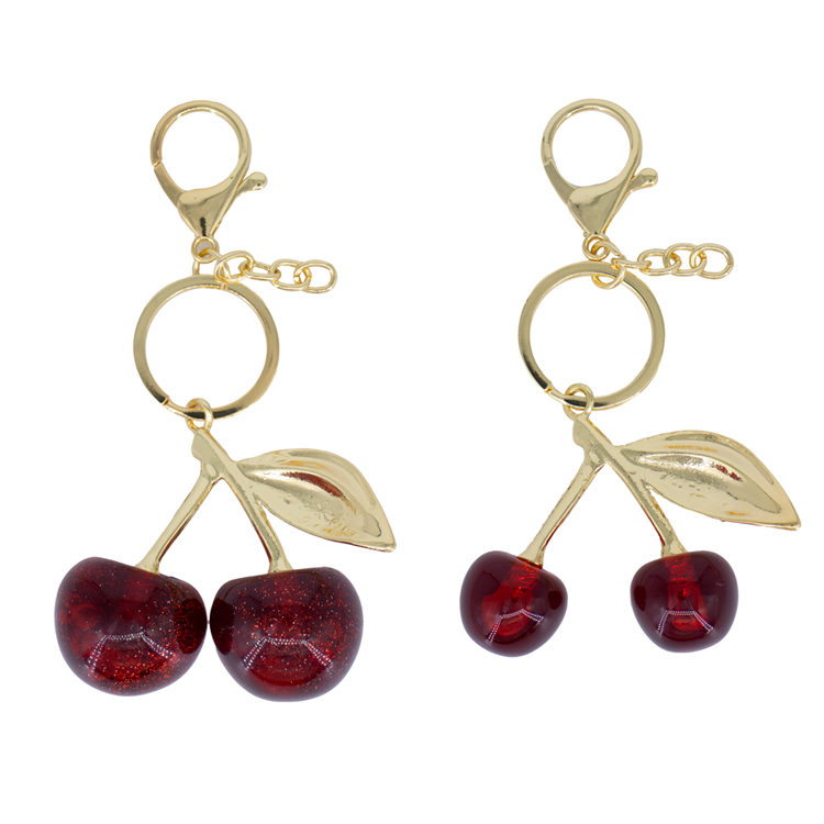 LLAVEROS CEREZAS BRILLANTES BAÑO EN RODIO