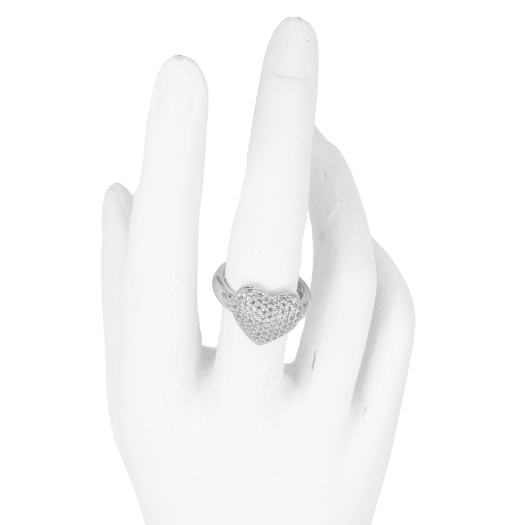 ANILLO CORAZON BRILLANTE DORADO BAÑO EN RODIO