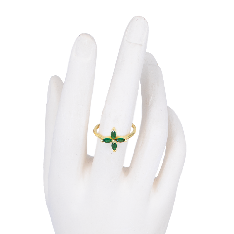 ANILLO FLOR BAÑO EN RODIO