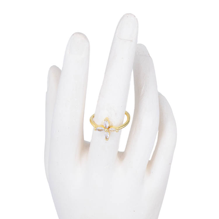 ANILLO FLOR BAÑO EN RODIO