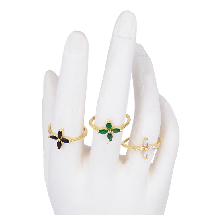 ANILLO FLOR BAÑO EN RODIO