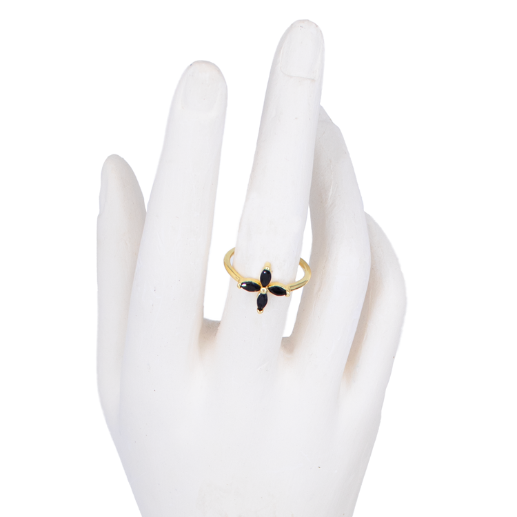 ANILLO FLOR BAÑO EN RODIO