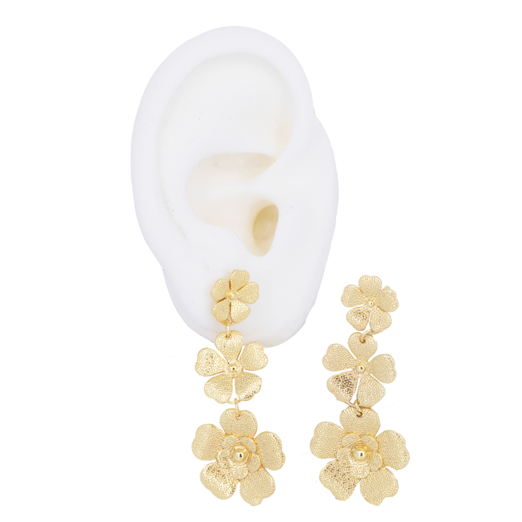 TOPO TRIPLE FLOR DORADO BAÑO EN RODIO