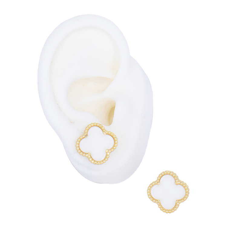 TOPO TREBOL BLANCO LISO BAÑO EN RODIO
