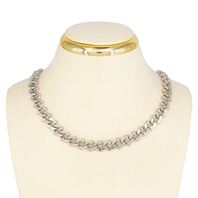 CADENA CHOKER CUBANA DORADA BAÑO DE RODIO