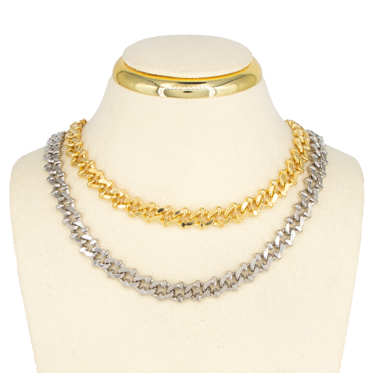 CADENA CHOKER CUBANA DORADA BAÑO DE RODIO