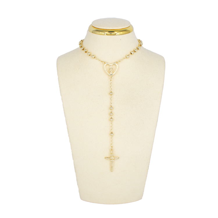 CAMANDULA VIRGEN CORAZON 45CM BAÑO EN RODIO
