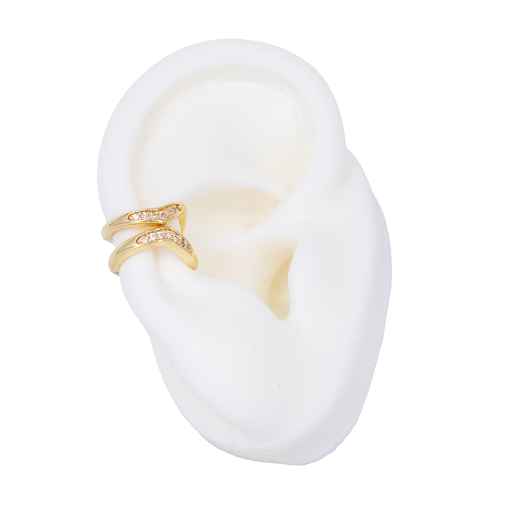 EARCUFF OCHO CON CENTRO BRILLANTE EN RODIO