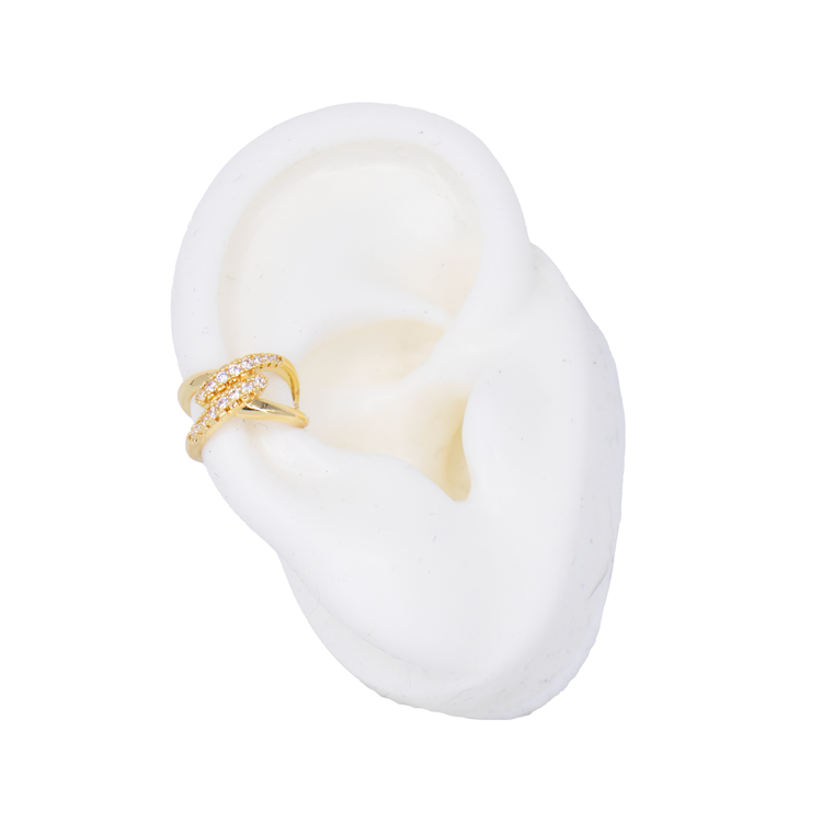 EARCUFF DOBLE BRILLANTE EN RODIO