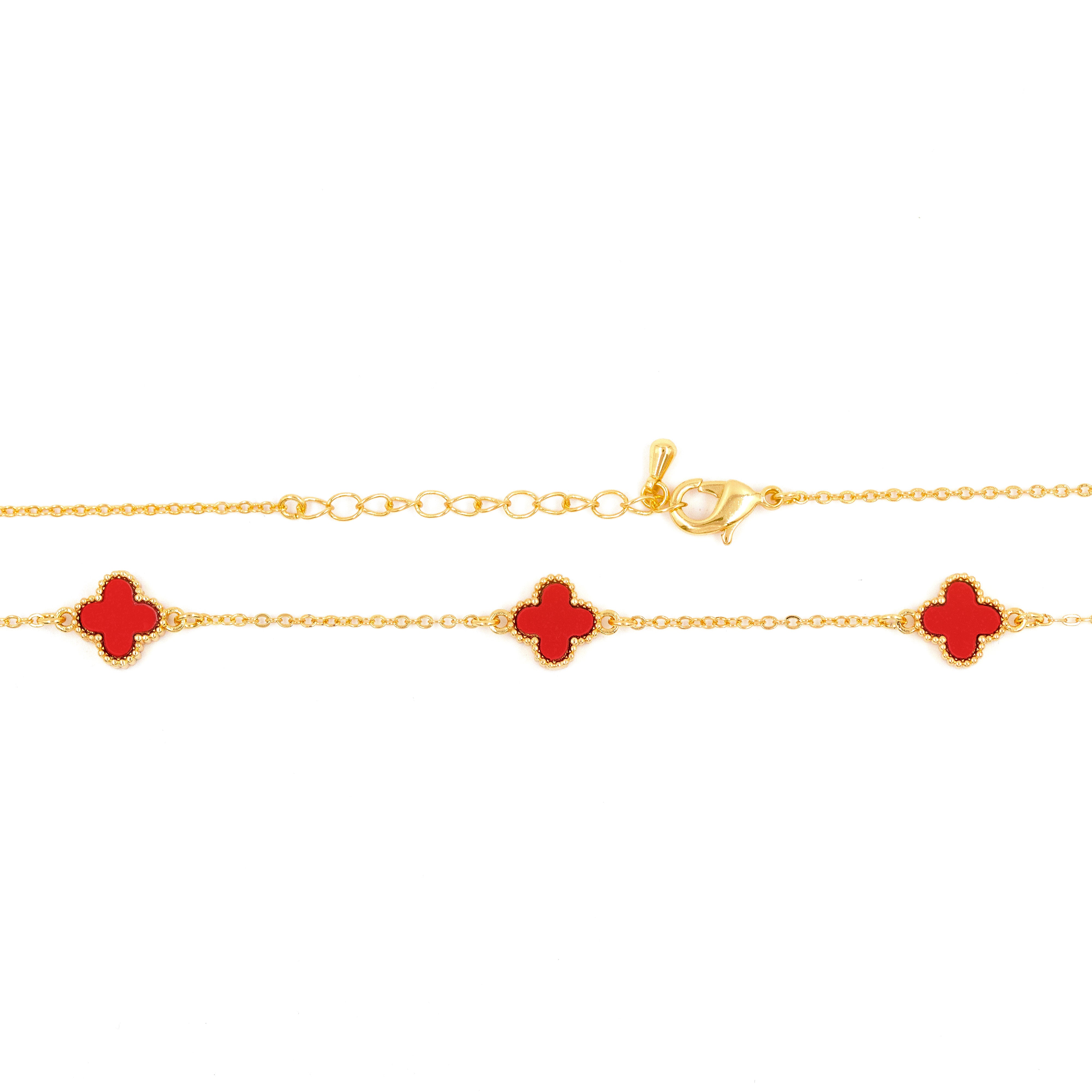 CADENA TREBOL NEGRO BAÑO EN RODIO