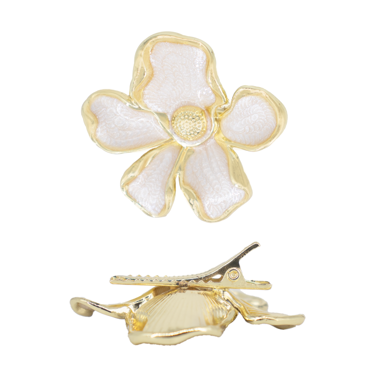HAIR CLIPS FLOR VIOLETA BAÑO EN RODIO